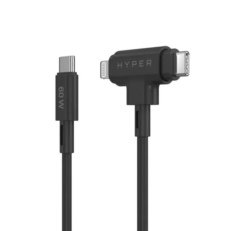 Kabel USB HYPER HyperJuice USB 2.0 1,5 m USB-C USB-C/Lightning Czarny