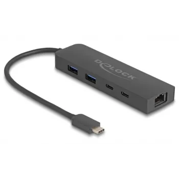 Hub USB DeLOCK 10 Gb/s z LAN 2,5 Gigabit i PD 85 W