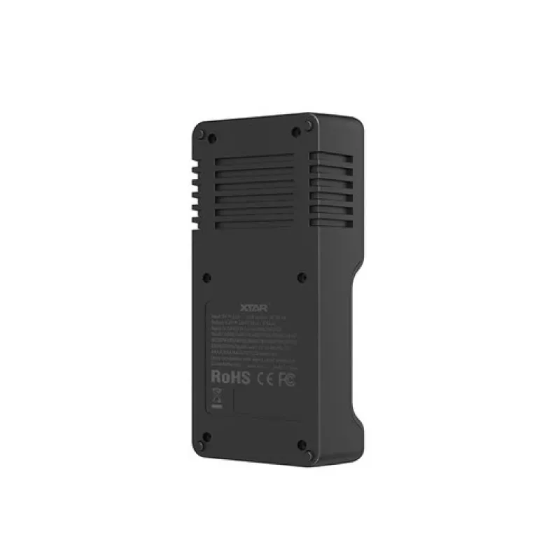 Ładowarka do akumulatorów XTAR VC2SL — USB 5 V 1 A, LCD, ładuje 2 ogniwa, kompatybilna z Li‑Ion/NiMH/NiCd, rozmiary A/AA/AAA/AAAA/C/D/SC, czarna