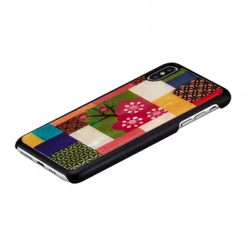 Etui ochronne na smartfona iKins do iPhone XS Max — wzór kwiatu wiśni, czarne