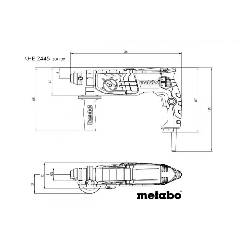 Młotowiertarka Metabo KHE 2445 800W 3,2J 3 funkcje