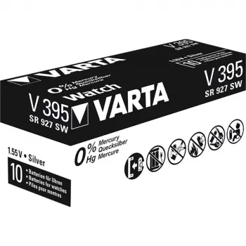 Varta V 395 - Srebrny oxide (S) - 1,55V - 44 mAh - 9,5 mm (0.374) - 9,5 mm (0.374) - 2,7 mm (0.106) (00395 101 111)