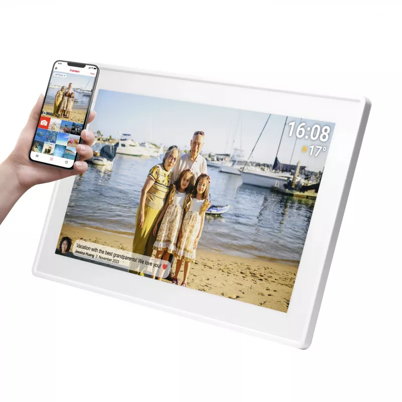 Cyfrowa ramka do zdjęć Denver PFF-1515W Biała 39,6 cm (15,6 inch) Ekran dotykowy Wi-Fi