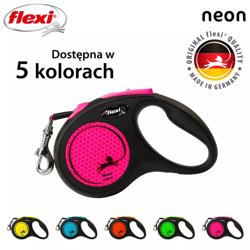 Flexi New Neon S 5 m automatyczna smycz dla psa