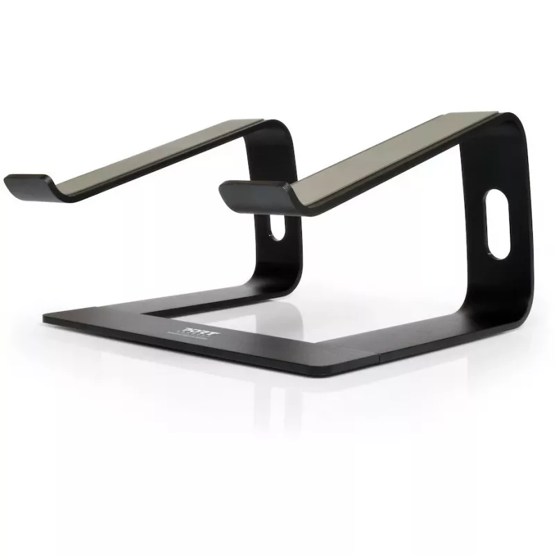 Podstawka pod laptopa Port Designs 901103 — aluminium i czarna, obsługa do 15,6 cala, szerokość 260 mm, głębokość 145 mm, wysokość 225 mm