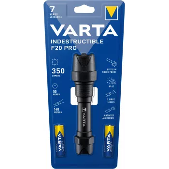 Varta Indestructible F20 Pro - latarka ręczna - czarna - aluminium - 9 m - IP67 - LED