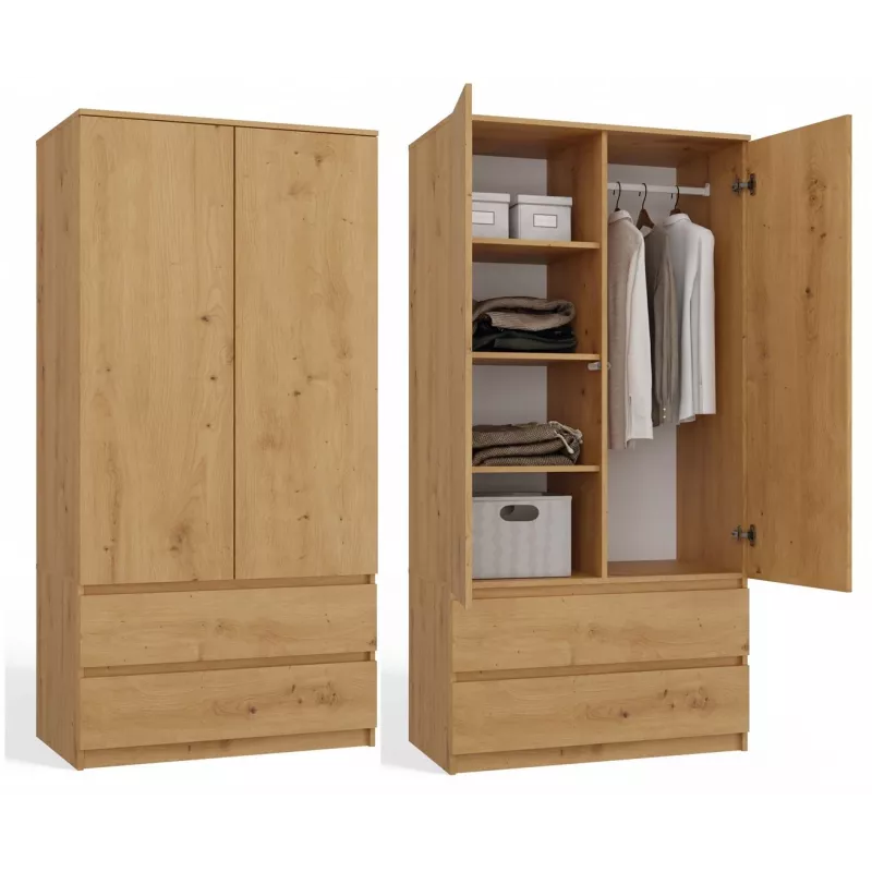 Topeshop SZAFA MALWA ART bedroom wardrobe/closet 5 shelves 2 drzwi(s) dąb