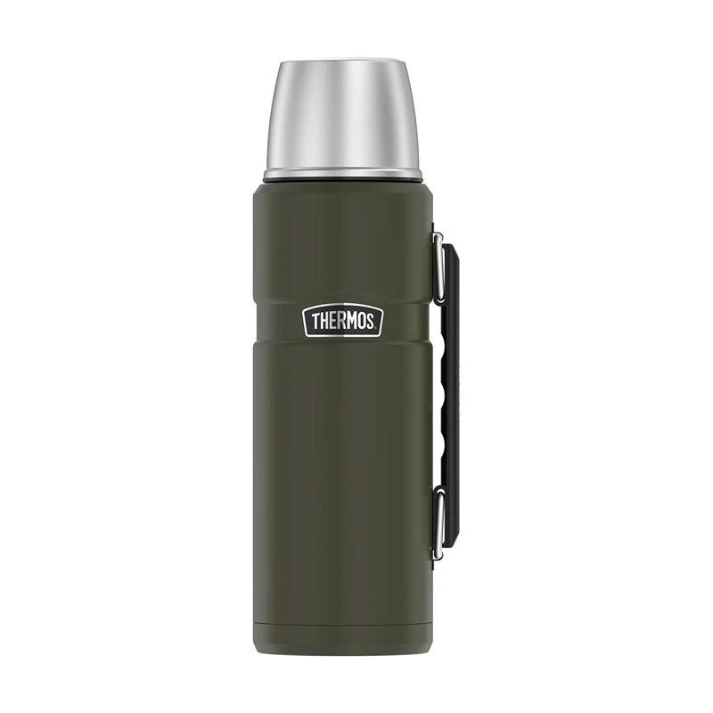 Termiczna butelka THERMOS TH-170028 470 ml, izolowana próżniowo stal nierdzewna, zielona armia, 24 h gorące/zimne