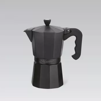 Moka pot Maestro MR-1666-6-Czarny — manualny zaparzacz do kawy na płytę grzewczą, 6 filiżanek, 300 ml, czarne aluminium