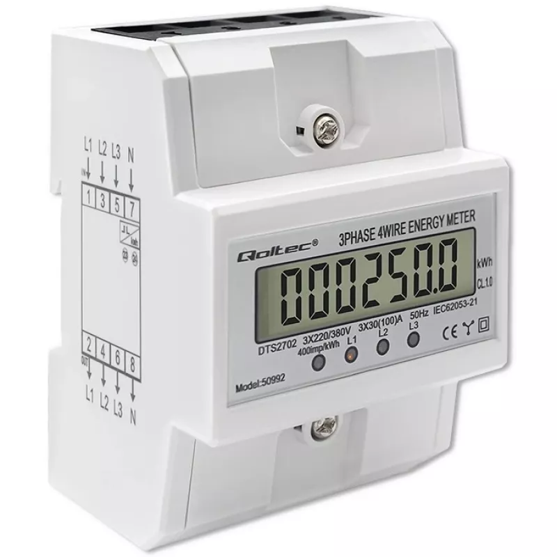 Trójfazowy licznik elektroniczny QOLTEC 50992 400V 100A