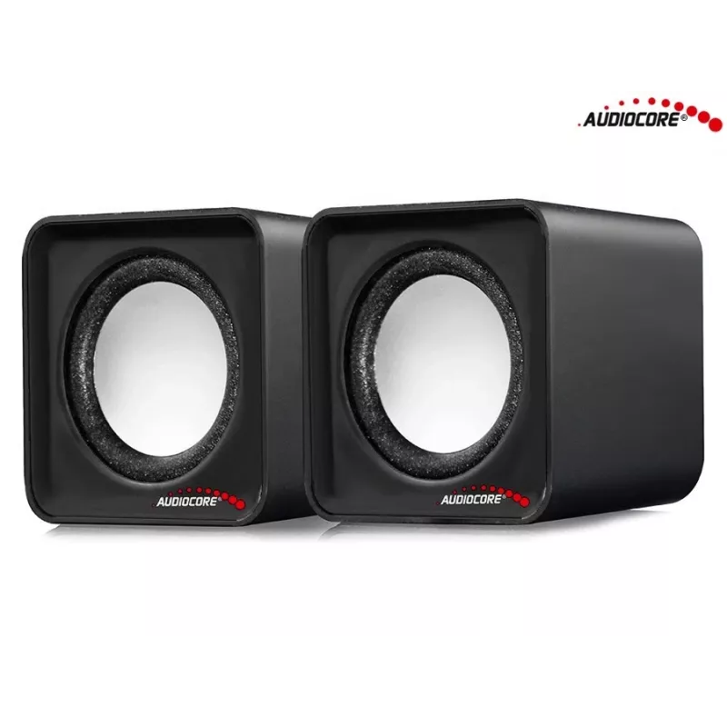 2-drożny głośnik PC Audiocore AC870 B — 3 W RMS, przewodowe zasilanie USB, wejście 3,5 mm, kanały 2.0