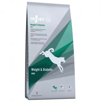 Sucha weterynaryjna karma terapeutyczna dla psów TROVET WRD — 3 kg, dla psów dorosłych, wsparcie odchudzania i cukrzycy, smak kurczaka, 32% białka, 6% tłuszczu