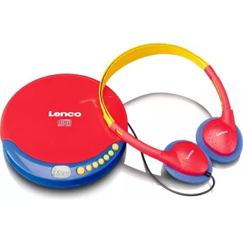 Przenośny odtwarzacz CD Lenco CD-021 Multicolor — przenośny odtwarzacz CD do odtwarzania dźwięku, zasilanie bateryjne lub sieciowe