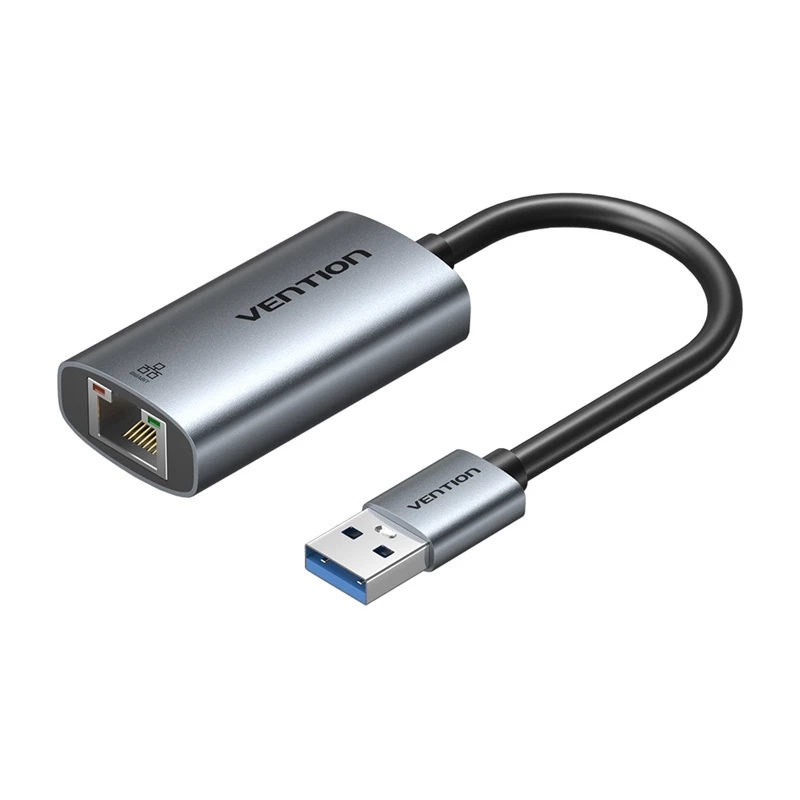 Adapter USB na Gigabit Ethernet Vention CEZ — przewodowy interfejs hosta USB, 1000 Mbit/s, szary