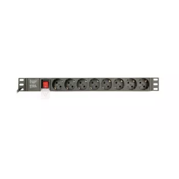 Jednostka dystrybucji zasilania GEMBIRD EG-PDU-014-C14, 8 gniazd AC, wejście C14, kabel 3 m, 1U, 3680 W, 10 A, aluminium, czarny