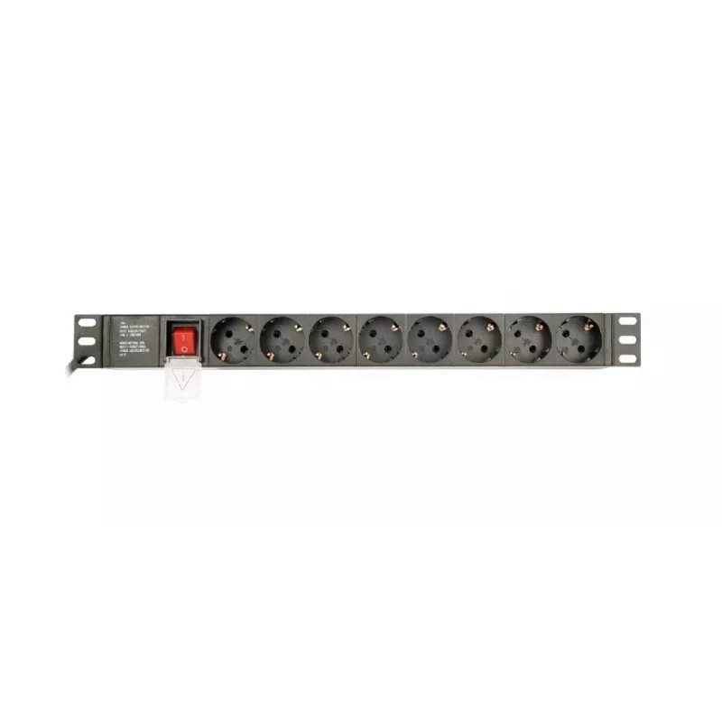 Jednostka dystrybucji zasilania GEMBIRD EG-PDU-014-C14, 8 gniazd AC, wejście C14, kabel 3 m, 1U, 3680 W, 10 A, aluminium, czarny