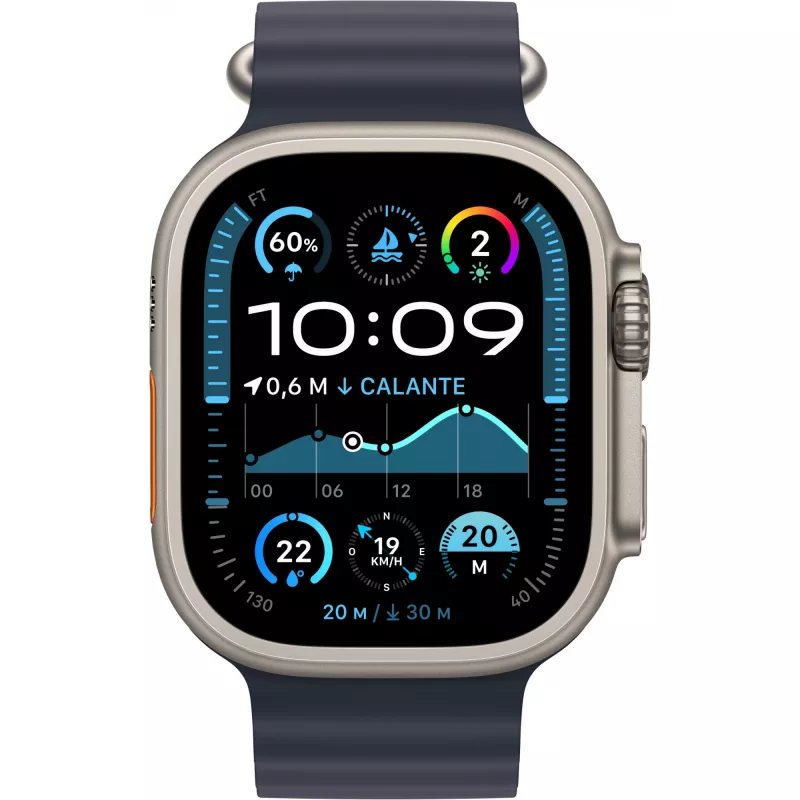 APPLE Watch Ultra 2 GPS + Cellular 49mm Natural Titanium Case z Navy Ocean Band