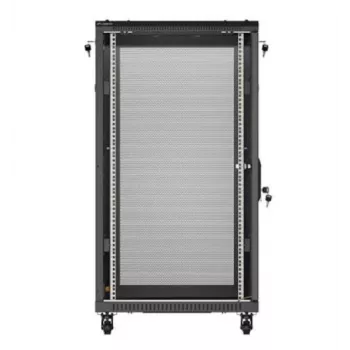 19-calowa szafa rack LANBERG FF01-6022-23B, 22U, 600×1000 mm, czarna, drzwi perforowane