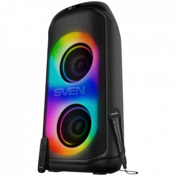 Głośnik SVEN PS-1050, czarny (200W, TWS, Bluetooth, FM, USB, microSD, wyświetlacz LED, 7200mAh)