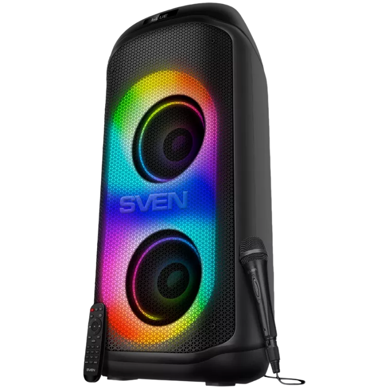 Głośnik SVEN PS-1050, czarny (200W, TWS, Bluetooth, FM, USB, microSD, wyświetlacz LED, 7200mAh)