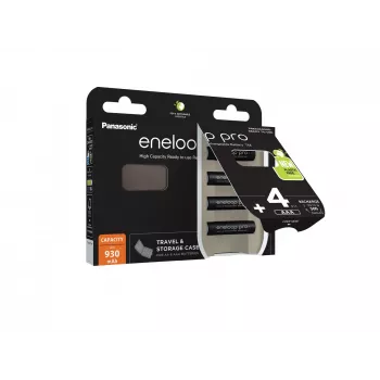 Akumulatorki PANASONIC ENELOOP PRO AAA 930 mAh 4 szt. + etui (BK-4HCDE/4CP+CASE)