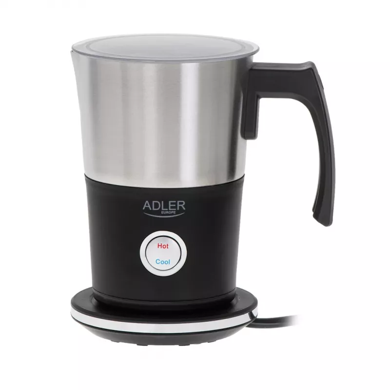 Automatyczny spieniacz do mleka Adler AD 4497 — stal nierdzewna, 600W, pianka 120 ml / podgrzewanie 300 ml, gorący i zimny