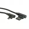 Kabel USB 2.0 ROLINE, kątowy, wtyk A odwracalny - Micro B, ST/ST, czarny, 0,8 m (11.02.8720)