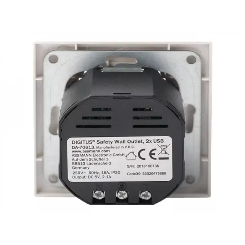 Gniazdo bezpieczne podtynkowe Digitus DA-70613 z 2 portami USB