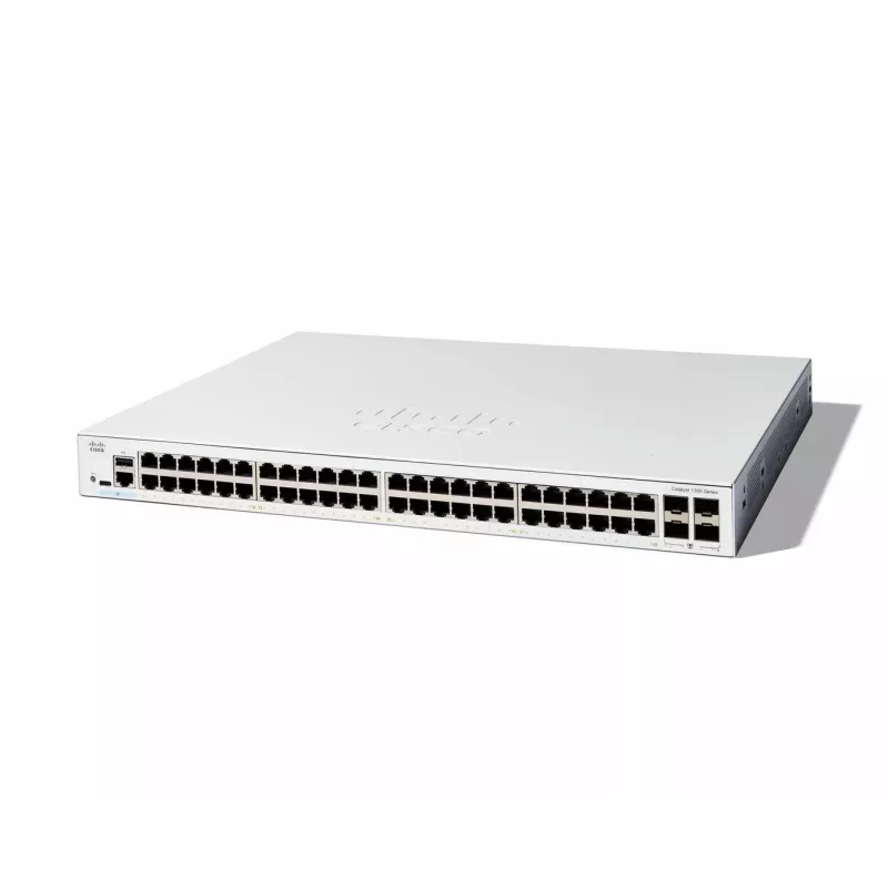 Cisco Catalyst 1300-48T-4G Managed Switch, 48 Port GE, 4x1GE SFP, Ograniczona ochrona na całe życie (C1300-48T-4G)