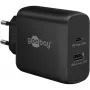 USB-C Dual-Fast Charger, PD, GaN, 65 W (czarny, 1x USB-C, 1x USB-A, Power Delivery)