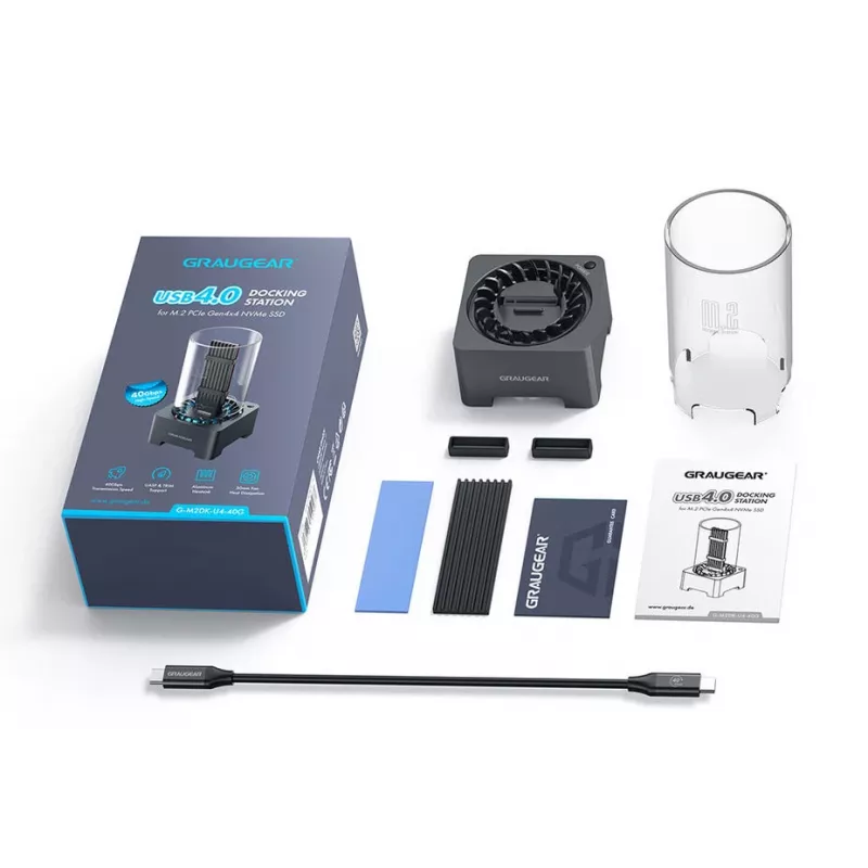 GrauGear G-M2DK-U4-40G stacja dokująca M.2 NVMe SSD USB 3.2 Gen 2 Type-C, 40 Gbit/s, szara