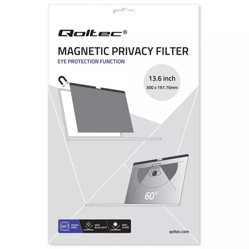 Qoltec Filtro Privacy GDPR do MacBook Air 13 inch Magnetyczna Ochrona Oczu (13.60, 16:9), Folia Ochronna na Notebook