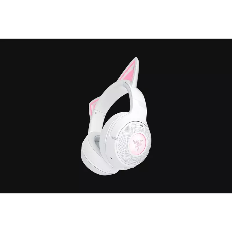 Bezprzewodowy zestaw słuchawkowy gamingowy Razer Kraken Kitty V2 BT biały z Bluetooth, dźwiękiem przestrzennym THX Spatial Audio, podświetleniem RGB
