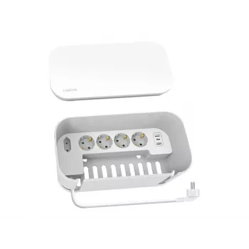 LogiLink Listwa zasilająca LPS281U 4 gniazda bezpieczne 2 USB-A 1 USB-C biała