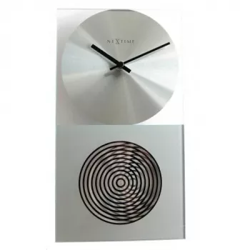 Zegar NeXtime klok 3028 OP, 16x30,2 cm, ścienny, szkło, srebrny