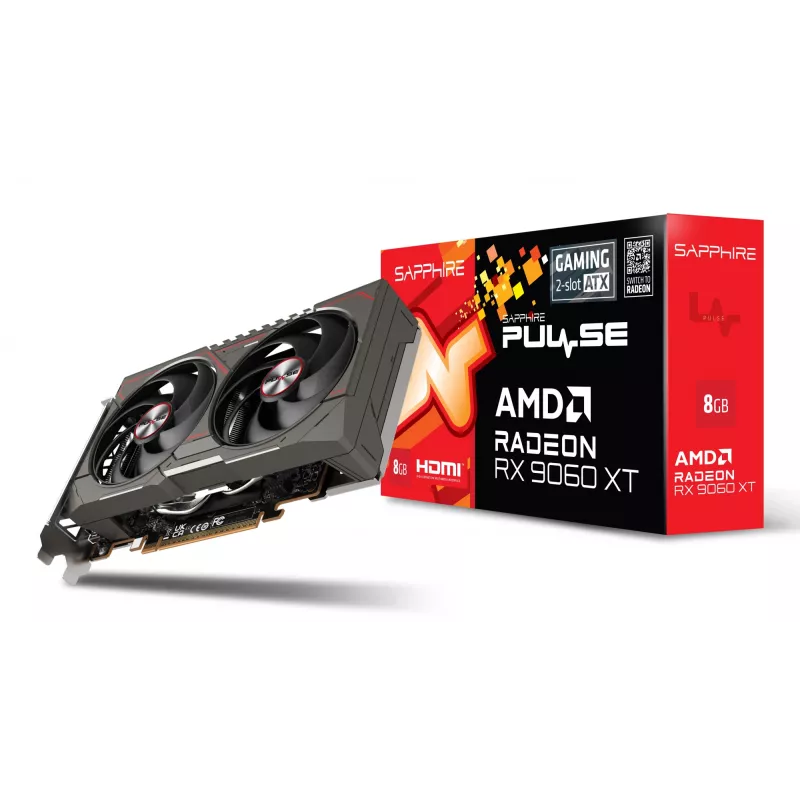 Karta graficzna Sapphire Radeon RX 9060 XT — 8 GB GDDR6, 128-bitowa, PCIe x16 5.0, chłodzenie z dwoma wentylatorami