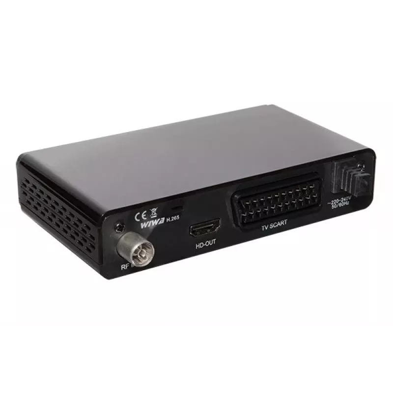 Tuner STB WIWA 2_275294 H.265 DVB-T/DVB-T2 HD, 1 tuner, 470–860 MHz, HDMI 1.3, USB 2.0, SCART, czarny