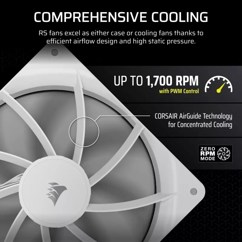 Wentylator Corsair RS140 14 cm Biały 330-1700 RPM