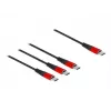 Kabel do ładowania USB DeLOCK 3 w 1 USB Type-C na 3 x USB Type-C 1 m czarno-czerwony