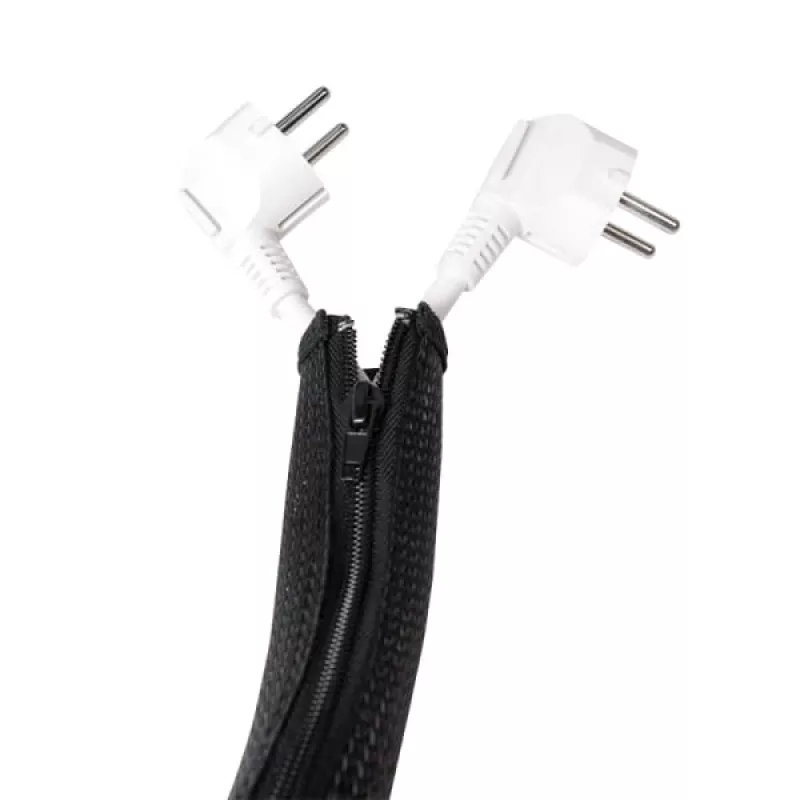 LogiLink Kabelschlauch mit Reißverschluss, 2,0 m, grau aus Polyester, abrieb-, zug- & formbeständgi, schlagfest, - 1 Stück (KAB0074)