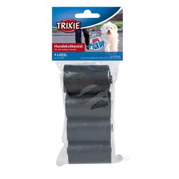 Worki na psie odchody Trixie Poop Bags 2332, plastikowe, czarne, 4 rolki × 20 szt. (80 worków)