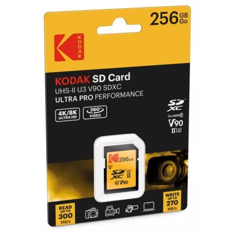 Karta pamięci Kodak EKMSD256GUHS2V2K SDXC UHS-II 256 GB Odczyt 300 MB/s Zapis 270 MB/s U3 V90 Class 10