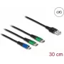 Kabel ładujący DeLOCK 3 w 1 USB Type-A na Micro USB / 2 x USB Type-C 30 cm