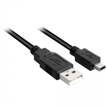 Kabel USB 2.0, wtyk USB-A > wtyk Mini-USB (czarny, 2,0 metra, podwójnie ekranowany)
