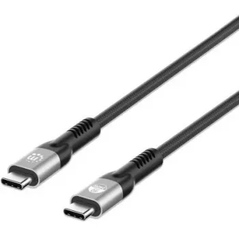 Kabel Manhattan Fast USB-C do USB-C (240 W), 1 m, ładowanie laptopa 240 W + szybkie przesyłanie danych i obrazu, współpracuje ze WSZYSTKIMI laptopami (wymagana dodatkowa ładowarka ścienna USB-C 240 W), ultraszybkie transfery 40 Gb/s, czarny, 3-letnia gwarancja