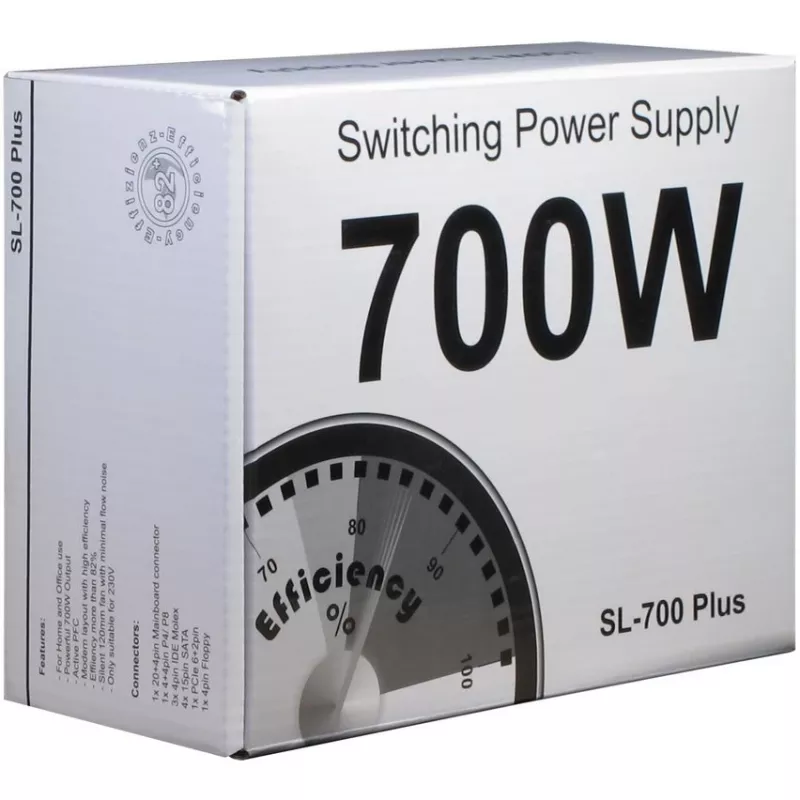 Inter-Tech SL-700 Plus - Zasilacz (wewnętrzny) - ATX12V 2.4 - AC 230 V - 700 W - aktywny PFC (88882141)
