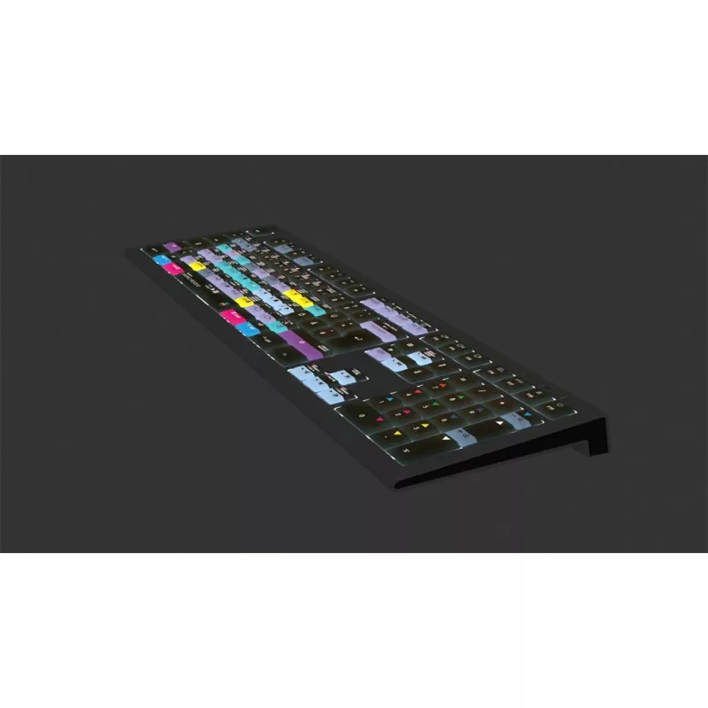 Logickeyboard ASTRA 2 klawiatura DaVinci Resolve do Maca, pełnowymiarowa, przewodowa USB, mechanizm nożycowy, QWERTZ niemiecka, czarna