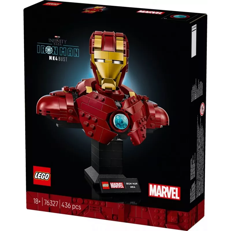 Zestaw konstrukcyjny LEGO Marvel Super Heroes Iron Man MK4 model 3D, 436 elementów, zawiera 1 minifigurkę, od 18. roku życia