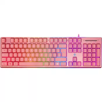 Deltaco GAM-021-RGB-P-DE - pełnowymiarowa (100%) - USB - przełącznik membranowy - QWERTZ - Różowy