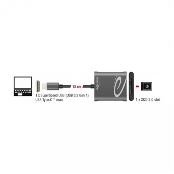 Czytnik kart DeLOCK 91741 USB 3.2 Gen 1 Type-C Czarny Szary